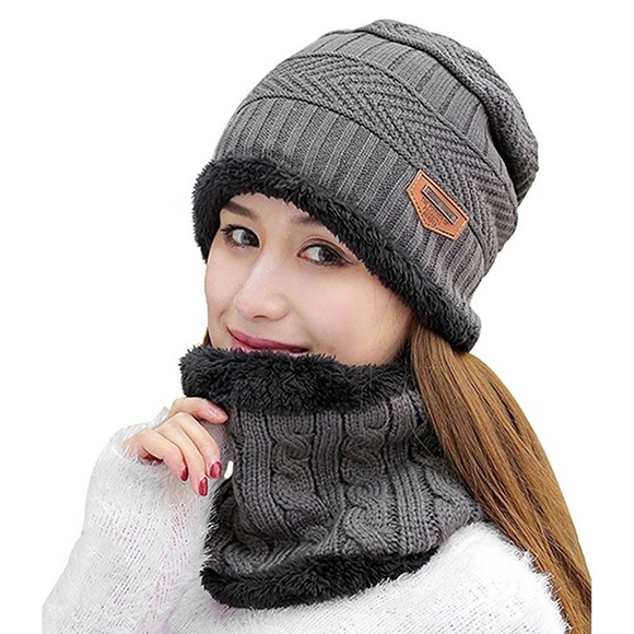 Accessories - Unisex Winter Beanie Hat with Neck Warmer